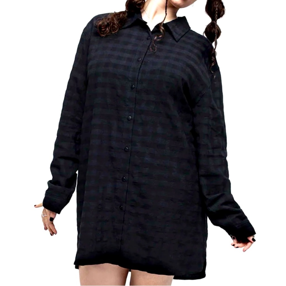 NWT Disturbia Lithium Check Oversized Shirt Dress. US 8.